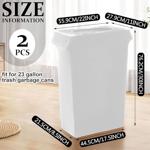 Image of Windyun 2 Pcs 23 Gallon Spandex Stretchable Trash Can Cover Wedding Party Fundraiser Decorations for Home Garden (Not Include Trash Can) (White)
