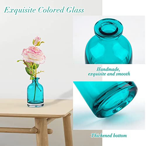 Whiidoom Glass Flower Bud Vase Home Decor Blue Bottle Decorative Art for Home Wedding Party - Image 5