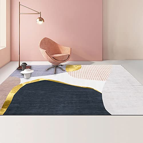 Tapis Moquette Deco Chambre bébé Fille Deco de Chambre Conception géométrique de Rayures de Doodle Moderne Gris Violet Rose Tapis Ados 200x300cm