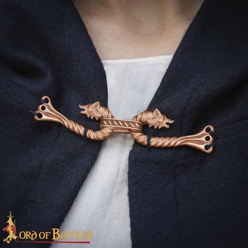 Image of Lord of Battles Viking Cloak Clasp Bronze Cloak Pin Celtic Brooch Pin for Cloak Scarf, Shawl Handmade Lost-Wax Cast Bronze