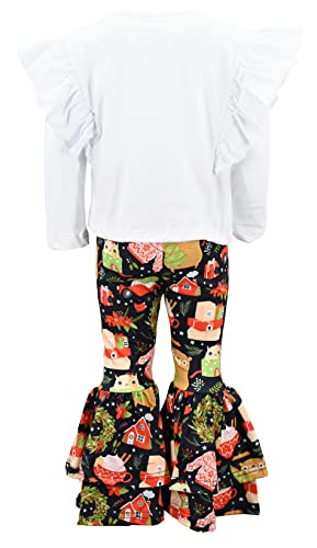 Unique Baby 2 Piece Girls Double Bell Bottom Leggings Outfit with Long Sleeved Shirt Kid and Toddler Clothes Set4