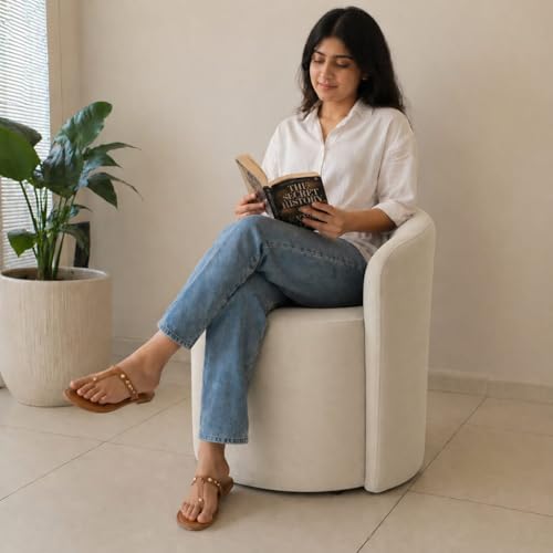 Image of Jaico Wood Seating mudda Puffy Stool Chair for Living Room, Dressing Table, Office, Home Decor, Ottoman pouffes, Sofa Type, and Large .Ottoman and Chair Combined into one