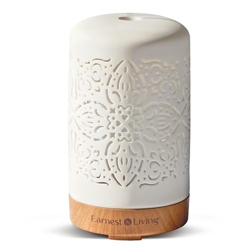 Earnest Living Aroma Diffuser für Ätherische Öle 100 ml - Weißer Keramik Raumduft Duftöl Diffuser - Elektrische Duftlampe, Luftbefeuchter,...