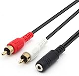 Criprix Cable Adaptador de Audio 3.5mm Hembra a 2 RCA Macho, Cable Divisor Estéreo para Amplificador, Altavoces, TV, MP3, PC, 40cm, Negro