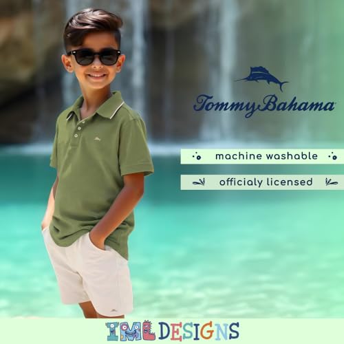 Image of Tommy Bahama Boys Short Sleeve Classic Polo Shirt & Elastic Waist Shorts Set, Casual 2-Piece Back to School Outfit for Kids