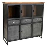 WANDERLUST DECO Vitrina de Metal y Madera Negra 123,5x120