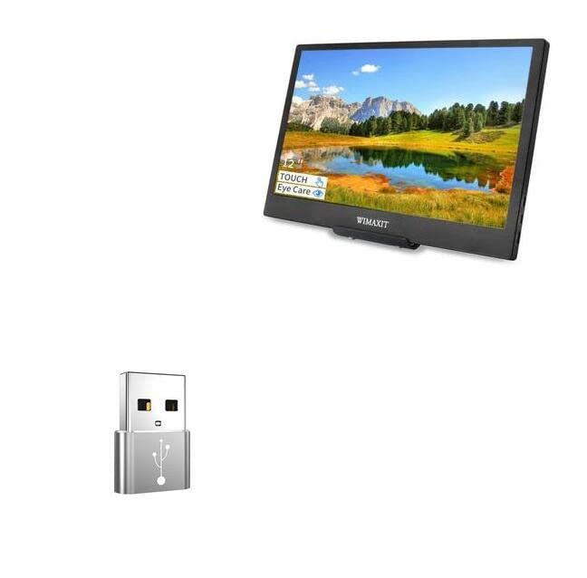 BoxWave Adapter Compatible with WIMAXIT Portable Monitor M1161CT (12 in) (Adapter USB-A to C PortChanger (5-Pack), USB Type-C OTG USB-A Convert Charging Data - Metallic Silver