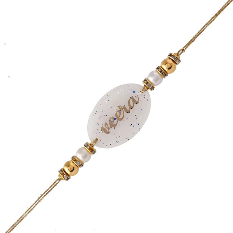 Handmade Resin Rakhi For Brother Comes With Free Roli Chawal And Greeting Card Color White Pack Of 1 Rakhi For Bhai, Bhaiya, Bro, Men, Kids, Boys-image-15