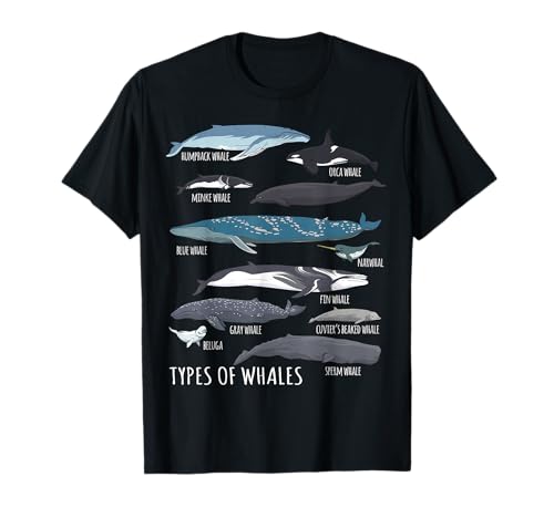Type de baleines Mignon Océan et Mammifères Aquatiques Guide T-Shirt