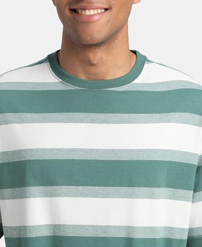 Image of Jockey UM24 Men's Super Combed Cotton Rich Striped Oversized T-Shirt