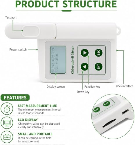 Medidor de clorofila SPAD y temperatura foliar con batería de 2000 mAh 7