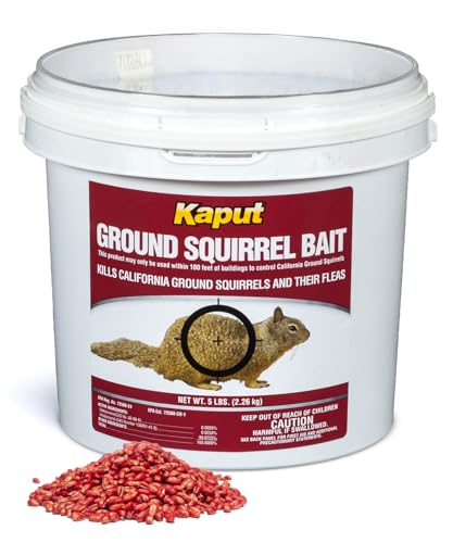 Kaput Ground Squirrel Bait - Effective Fleas & Squirrel Killer with Diphacinone & Imidacloprid - Targeted Pest Control for Outdoor Use, (5 lbs)