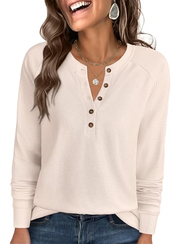 ANRABESS Women's Long Sleeve Waffle Knit Shirts...
