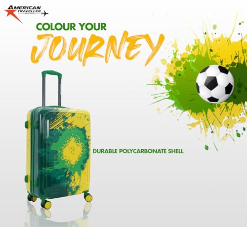 Image of AMERICAN TRAVELLER GlideSport Trolley Bags | TSA Type Lock | Durable Hard Shell, 360 Disk Wheels, TSA Type Lock, Heavy-Duty Lining, Football Splash