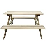 Hecha de madera de pino verde impregnada de alta calidad, esta mesa de picnic de madera es muy resistente, duradera y resistente a la putrefacción.