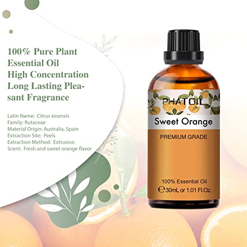 Phatoil 30Ml Sweet Orange Essential Oil, For Aromatherapy Diffusers, Humidifiers, Skin Care, Massage, Great For Diy Candle And Soap Making #TOP2