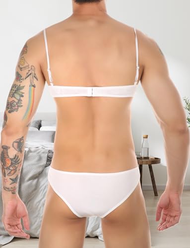 [SEAUR] 男の娘 下着 レースブラジャー Tバック 男性用ブラ 下着 寝間着 女装 仮装 ビキニ セクシー スケスケ エロ 上下セット 快適 着心地良い 柔らかい プレゼント S-2XL - 画像2