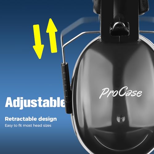 ProCase Ear Hearing Protection Ear Muffs NRR 32dB, Noise Cancelling Safety Headphones for Adults/Teen, Autism Sensory Sound Proof Earmuffs for Shooting/Hunting Gun Range, Mowing Construction -Black - Image 5