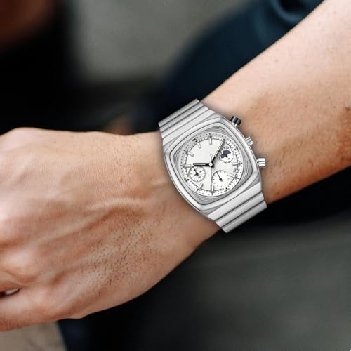 Image of CILOA Mens Watches Chronograph Stainless Steel Waterproof Date Analog Business Fashion Wristwatch for Men