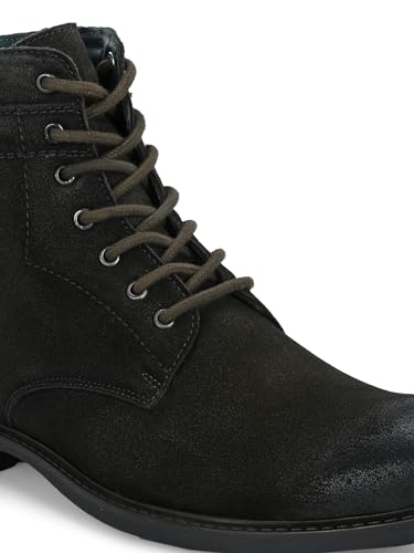 Image of San Frissco Biker Chain Boots for Men's with Round Toe TPR Sole | Synthetic Suede Zip Casual Winter Boots Slip On Shoes | Outdoor Fashion Shoes for Office, Party, Trekking