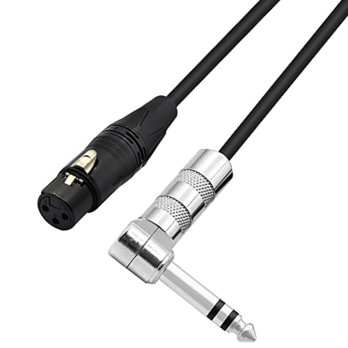 PNGKNYOCN 1 4 to XLR Cable 90 Degree Right Angle 6.35 mm TRS Male Plug to XLR Female Jack Audio Stereo Microphone Cable for Speakers, Stage, DJ and More(50cm)