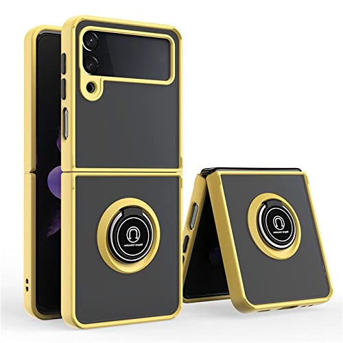 Coque Samsung Galaxy Z Flip 4 antichoc jaune avec anneau magnétique et protection objectif