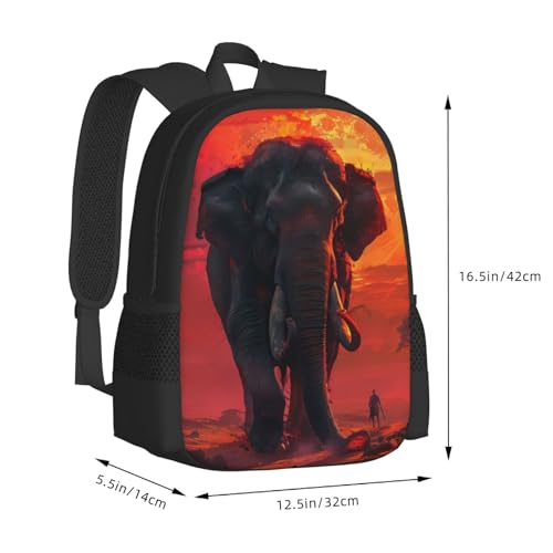 Large Capacity Fantasy Elephant Illustration Backpack Large Multipurpose Bag Double Zipper Backpack Unisex 17 Inch3