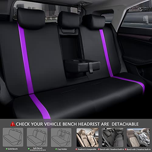 Car Pass Leather Car Seat Covers Full Set, Waterproof Breathable Leather Seat Cover Cushion Protector Rear With Zipper, Sport Universal Fit For Car Suv Pick-Up Truck Vehicle Auto Interior, Purple #TOP4