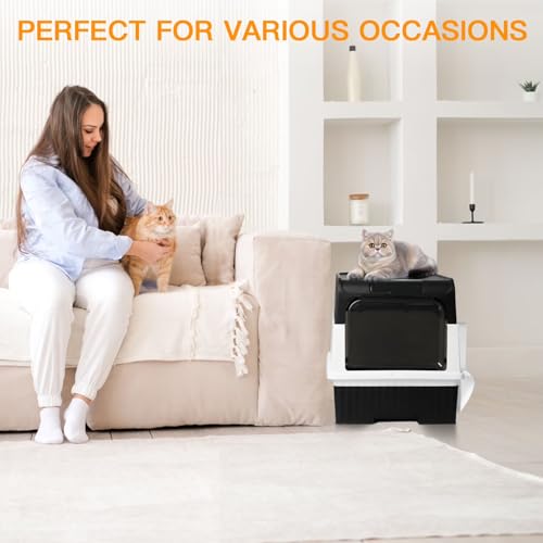 Arenero cerrado plegable para gatos, color negro miniatura 7
