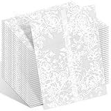 102Pcs Pre-Folded Vellum Jackets for 5x7 Invitations Vellum Paper, Wedding Invitation Accessories, 135 GSM Envelope Inserts Liners for Wedding Invitations Cards Baby Shower Birthday (White Flower)