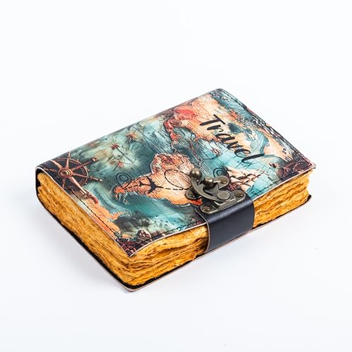 Image of CRAFT JUNKY Vintage Leather Journal Diary for Women & Men Travel Diary Notebook for Writing Deckle Edge Paper,200 Pages