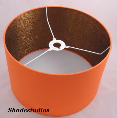 Hand Made 10" Orange Cotton Lampshade With Bronze Shimmer Inner