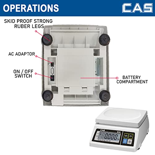 Image of CAS SW 1kg x 100mg Digital Table Top Weighing Scale With Front And Back LCD Display Pan For Retail Shops and Commercial Purposes (9x8 Inches, Off White)