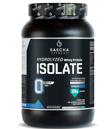 SASCHA FITNESS Hydrolyzed Whey Protein Isolate,100% Grass-Fed (2 Pounds, Vanilla)
