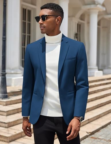 COOFANDY Men's Suit Coat Slim Fit Fashion Wedding Travel Holiday Blazer Jackets Blue4