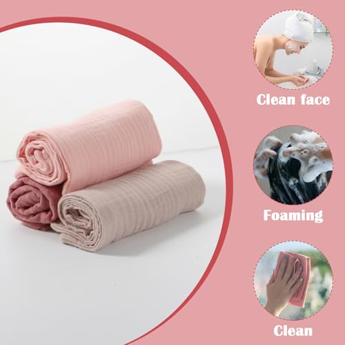 Qianyu 3 Stück Weiche Musselintücher, Gesichtstücher Make-up-Entferner Waschlappen Saugfähige Und Atmungsaktive Handtücher Aus Baumwolle Für Reisen Hautpflege Tägliche Reinigung Damen Herren