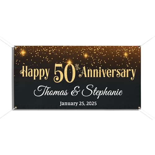 �p�[�\�i���C�Y 50th Wedding Anniversary Welcome Banner�AGold 50th Welcome Banner�ACustoms Vinyl Decor Outdoor #10