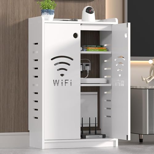 Meuble de rangement routeur Wi-Fi étagère double niveau noir - 2