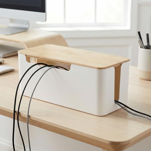 Boîte de rangement de câbles multiprise cache-fil électrique en plastique noir ou blanc - 5