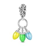 Colorful Glow-in-the-Dark Light Bulb Pendant Charm, Charm for Bracelet, Compatible with Pandora Bracelet Neckalce