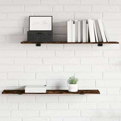 WHOPBXGAD Estanterías de salón Estantería multiusosEstantes Pared 4 uds Madera ingeniería Roble Humo 100x20x1,5 cmAdecuado para Dormitorio Baño