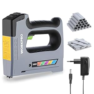WORKPRO 5-in-1 Elektrotacker 3,6V, Akku Tacker Nagelpistole mit 2000mAh Batterie, Heavy Duty Elektronagle für JT21,T50,T20,BN18,PIN inkl. 2000 Klammern & Nägel