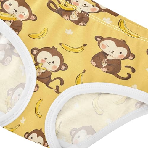 Wusikd Cute Monkeys Girls' Underwear Cotton Bananas Yellow Girls Briefs Soft Toddler Underwear 2T4
