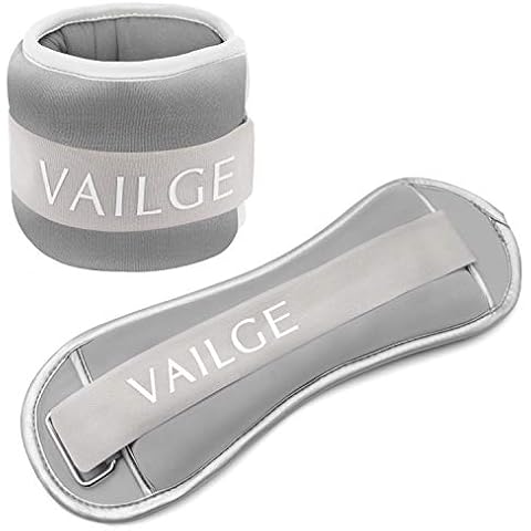 Vailge Ankle Weights Women Men Wrist Weights, Leg Weights 0.5kg 1kg 1.5kg 2kg for Running Walking Jogging Gym Fitness Exercise Aerobics, Neoprene Ankle Weight (Grey, 1.5 kg (x2)) Cover