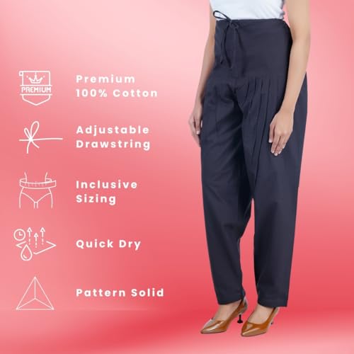 Image of Happy Bunny Salwar Pant - Modern Style Pure Cotton for Women - Ethnic Semi Patiala Trouser - Office,Home - All Day Comfort Wear with Drawstring