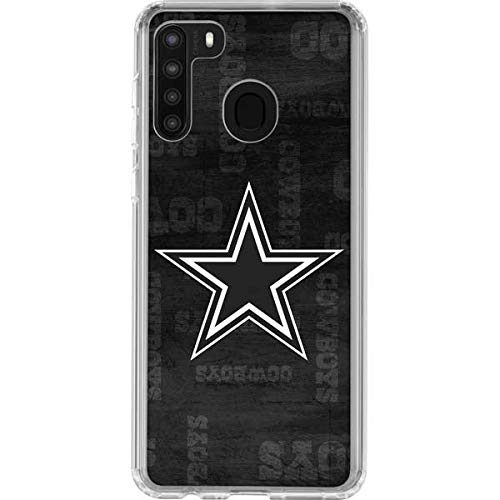 Skinit Clear Phone Case Compatible with Galaxy A21 - Officially Licensed NFL Dallas Cowboys Black & White Design