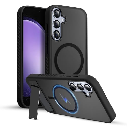 Image of KARWAN️Ultra Hybrid Matte Back Cover Case Compatible with Stand Magnetic for Samsung Galaxy S24 | Mag-Safe Wireless Charging | Camera Bump Protection -(Black)