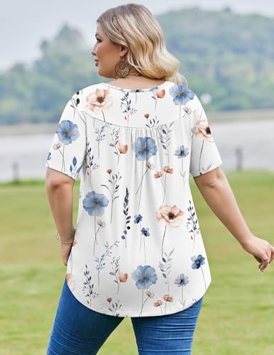 Image of IN'VOLAND Plus Size Tops for Women Short Sleeve Shirts Dressy Casual Tunics