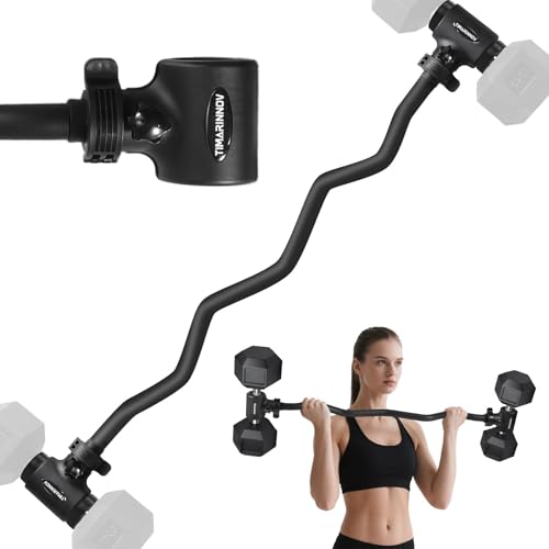 Dumbbell to Barbell Converter Bar EZ Curl Barbell Adapter with 200LB Capacity Adjustable Weight Bar for Home Fitness Fits Standard 1-1.5 Inch Dumbbell Handles for Weight Lifting