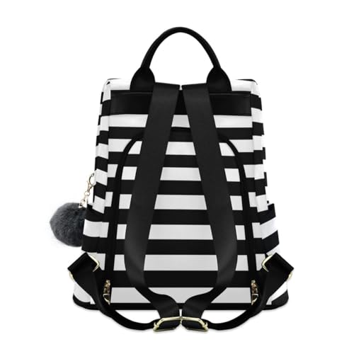 Image of ALAZA Black White Stripes Trips Hiking Camping Rucksack Pack for Women